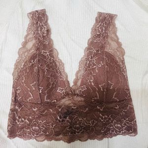 Wattiertes Bralette aus Spitze - Puderrosa - DAMEN