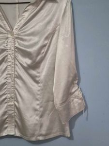 Elegant Ruched Satin Blouse