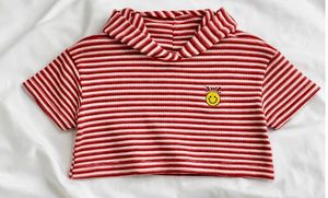 Cute Striped Smiley Crop Top