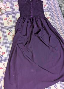 Purple Smocked Midi Dress + White Overlay Shirt