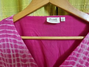 V-Neck Pink Tie-dye Top