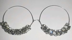 🤍 SILVER CRYSTAL STATEMENT HOOPS (Women)