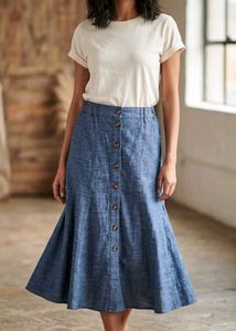 Blue Button-Down Skirt