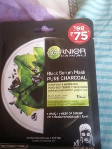 Garnier serum sheet mask, 2 different varietie... charcoal and hydra bomb