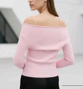 Pink Long Sleeve Flared Top