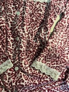 Pink leopard print lace loungewear co ord