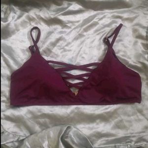 maroon Criss-Cross Bikini Top
