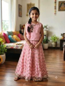 Pink Sequin Lehenga Choli for Girls