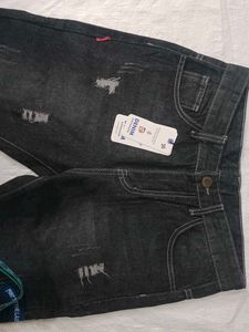 Distressed Black Denim Jeans