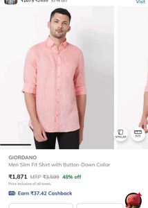 GIORDANO || Men's Slim Fit Coral Shirt