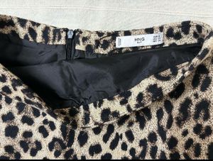 Mango Leopard Print Mini Skirt