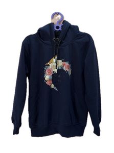 Cute Floral Bird Navy Hoodie