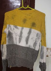 Stylish Color Block Knit Sweater