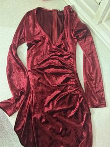 Velvet Wrap Midi Dress