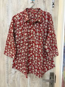 Women's Red Floral Print Kurta