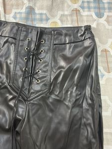 new me lace-Up Flare Faux Leather Pants
