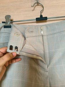 Wide Leg Checked Formal Trousers