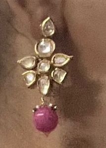 Pink Onyx stone and Kundan Necklace set