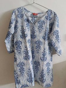 Blue & White Block Print Kurta