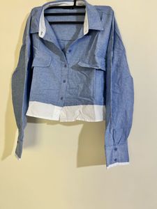 NEW Stylish Blue Shirt with White Layer