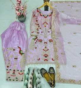Embroidered Kurta Set with Dupatta & Bottoms