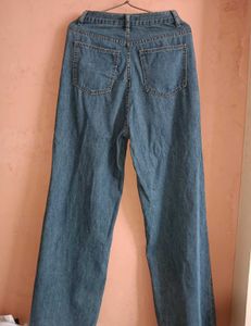 Wide Leg Blue Denim Jeans