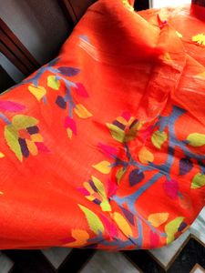 Premium Tissue blend Orange Saree