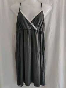 Comfortable Grey Lace Trim Nightgown