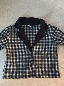 Plaid Mini Dress with Black Collar