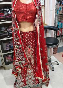 Stunning Red Embroidered Lehenga Choli