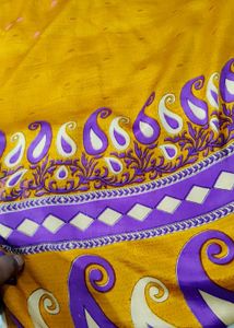 Beautiful Yellow Saree with Purple Border