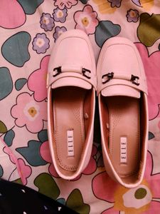 Elle White Block Heel Loafers
