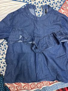 Dark Blue Ruffle Top