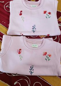 Pink Embroidered Floral Sweatshirt