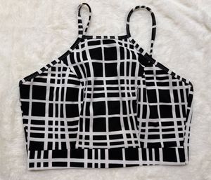 Monochrome Plaid Cropped Top