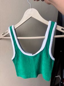 H&amp;M Green Ribbed Crop Top
