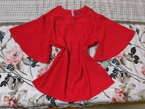 Red Bell Sleeve Top