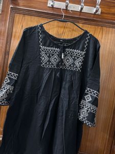 Embroidered Black Tunic Top