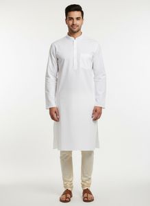 Simple White poly Cotton Kurta
