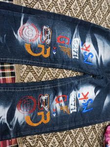 kid's Graphic Print Denim Jeans