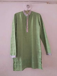 Men's Green Embroidered Kurta