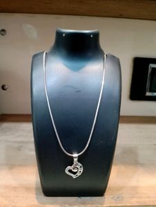 Heart Shape Chain Pandent Pure Silver 925