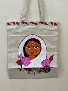 hand painted Indian art totebag
