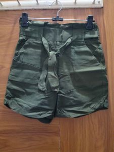 High-Waisted Olive Green Shorts