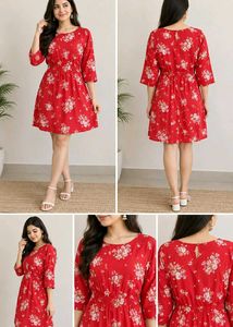 H&M Red Floral Mini Dress