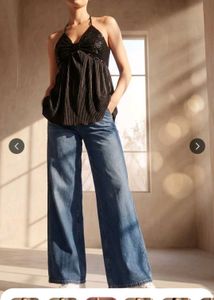 halter neck black sequence top