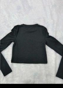 Mango Ribbed Black Long Sleeve Top