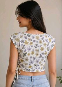 Floral Print Cinched Waist Top