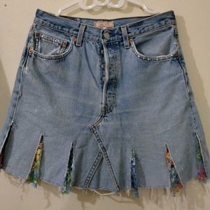 High waisted Denim Skirt with Sequins