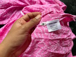 Bright Pink Bandhani Print Kurta